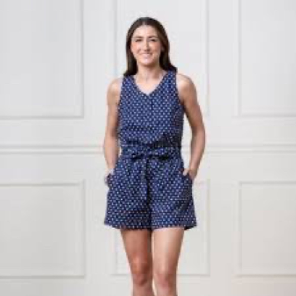 Button Front Linen Romper Hope & Henry Women Like New Size 14